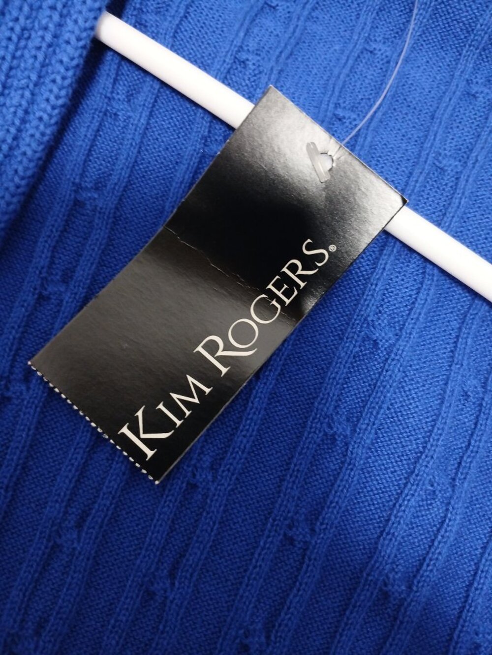 Kim Rogers Blue Cable Knit Open Front Cardigan Sweater | Size S - Picture 3 of 4